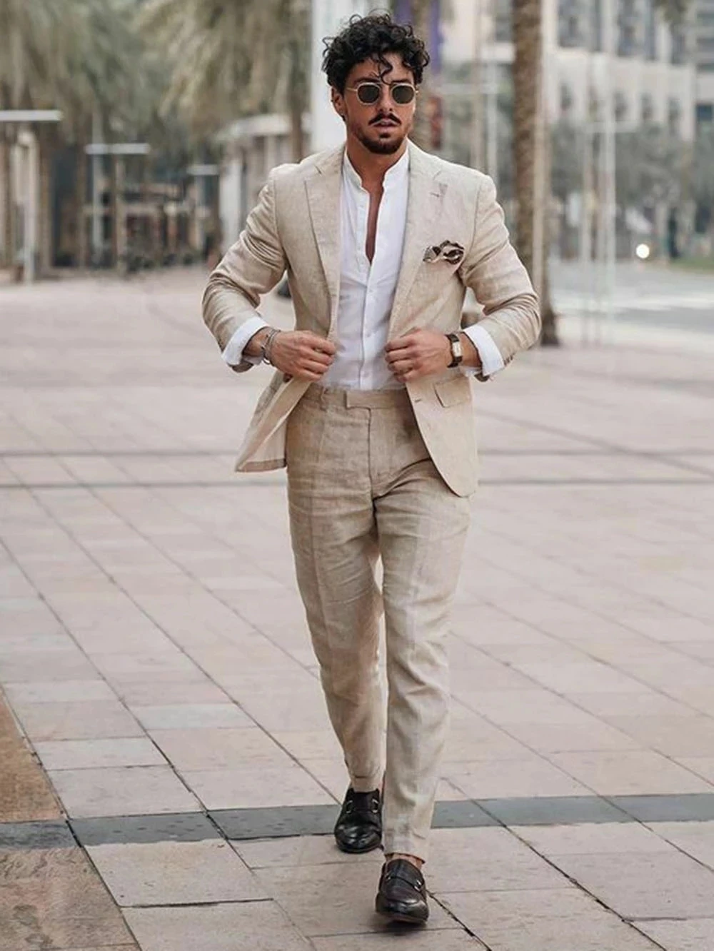 Men Formal Wear Summer - Setelan Linen Bisnis Pantai Musim Panas
