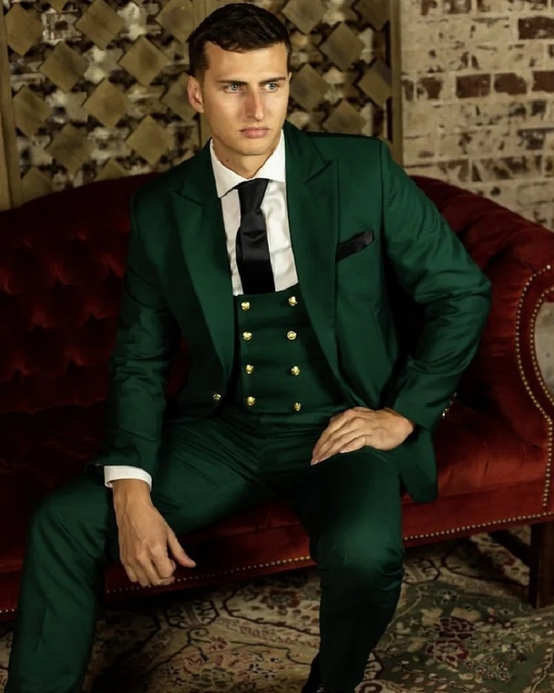 Latest Men Formal Wear - Setelan Pria Klasik Hijau Jas Formal