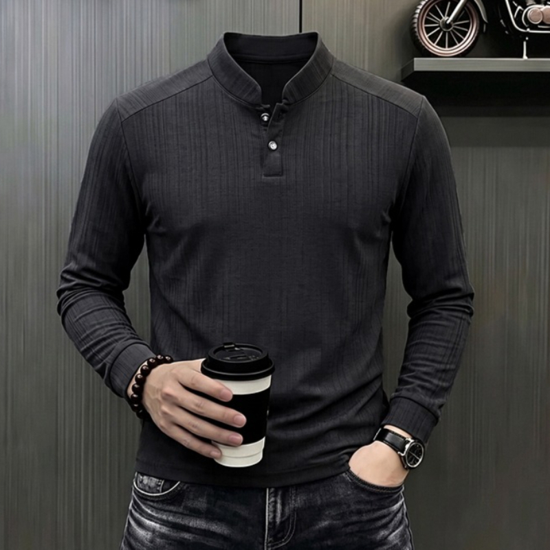 Mens Formal - Kaos Polo Lengan Panjang Kasual Bisnis