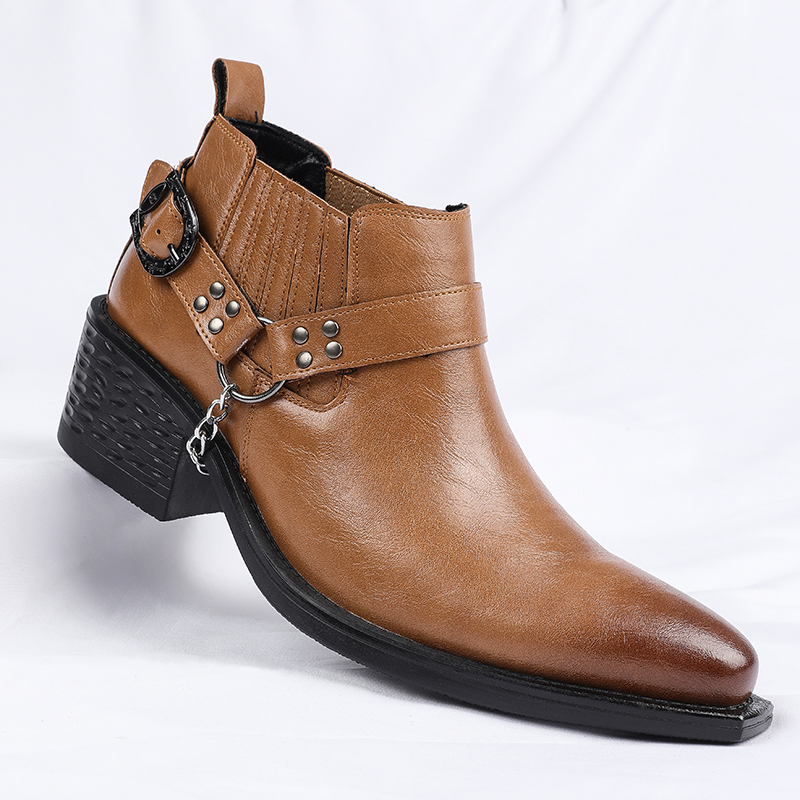 Mens Formal - Sepatu Bot Kulit Sapi Coklat/Hitam Baru