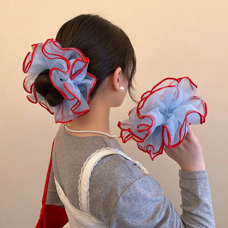 Tie Bar Clip - Scrunchie Rambut 4 Lapis Benang Biru