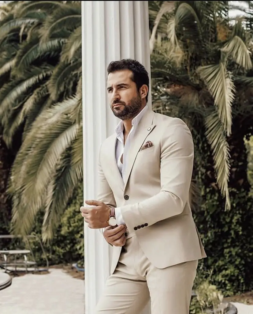 Latest Men Formal Wear - Jas Tuxedo Pria Warna Beige untuk