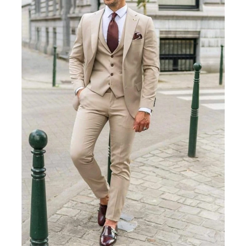 Men Formal Wear Wedding Guest - Setelan Jas Pria Kerah Notch Slim