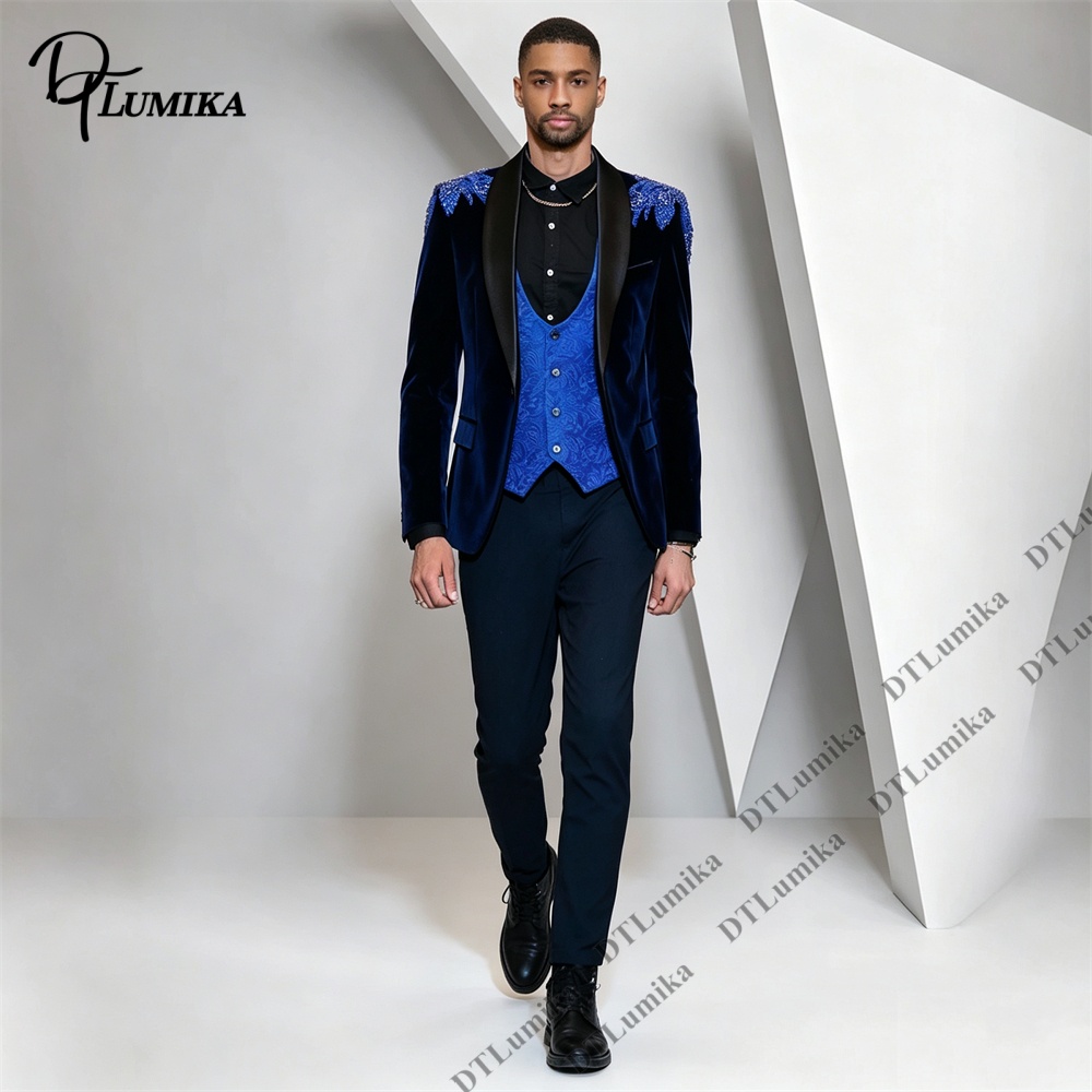 Men Formal Wear Pants - Setelan Pria 3 Potong Bahan Beludru