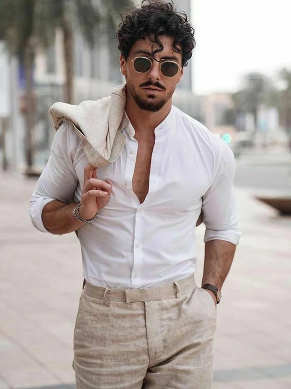 Setelan Linen Bisnis Pantai Mu - Men Formal Wear Summer ulasan dan harga