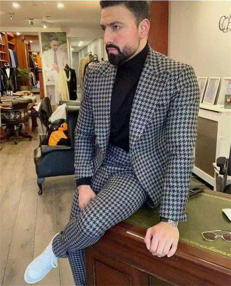 Setelan Jas Pria Houndstooth 2 - Formal Wear Jersey For Men ulasan dan harga
