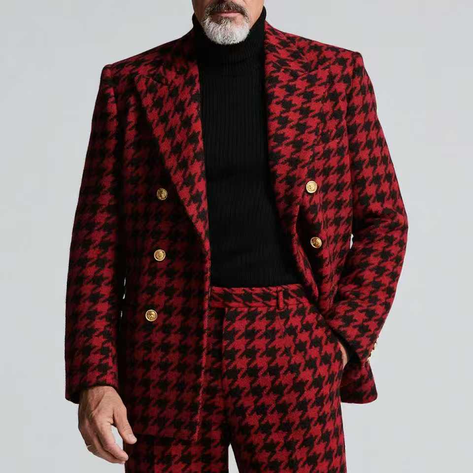 Setelan Jas Pria Houndstooth 2 - Formal Wear Jersey For Men ulasan dan harga