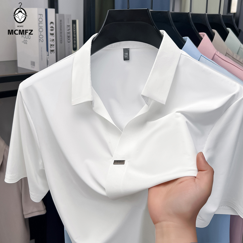 Kemeja Pria Kerah Datar dengan - Men Formal Wear Summer ulasan dan harga