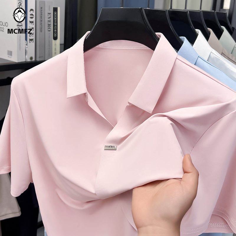 Kemeja Pria Kerah Datar dengan - Men Formal Wear Summer ulasan dan harga