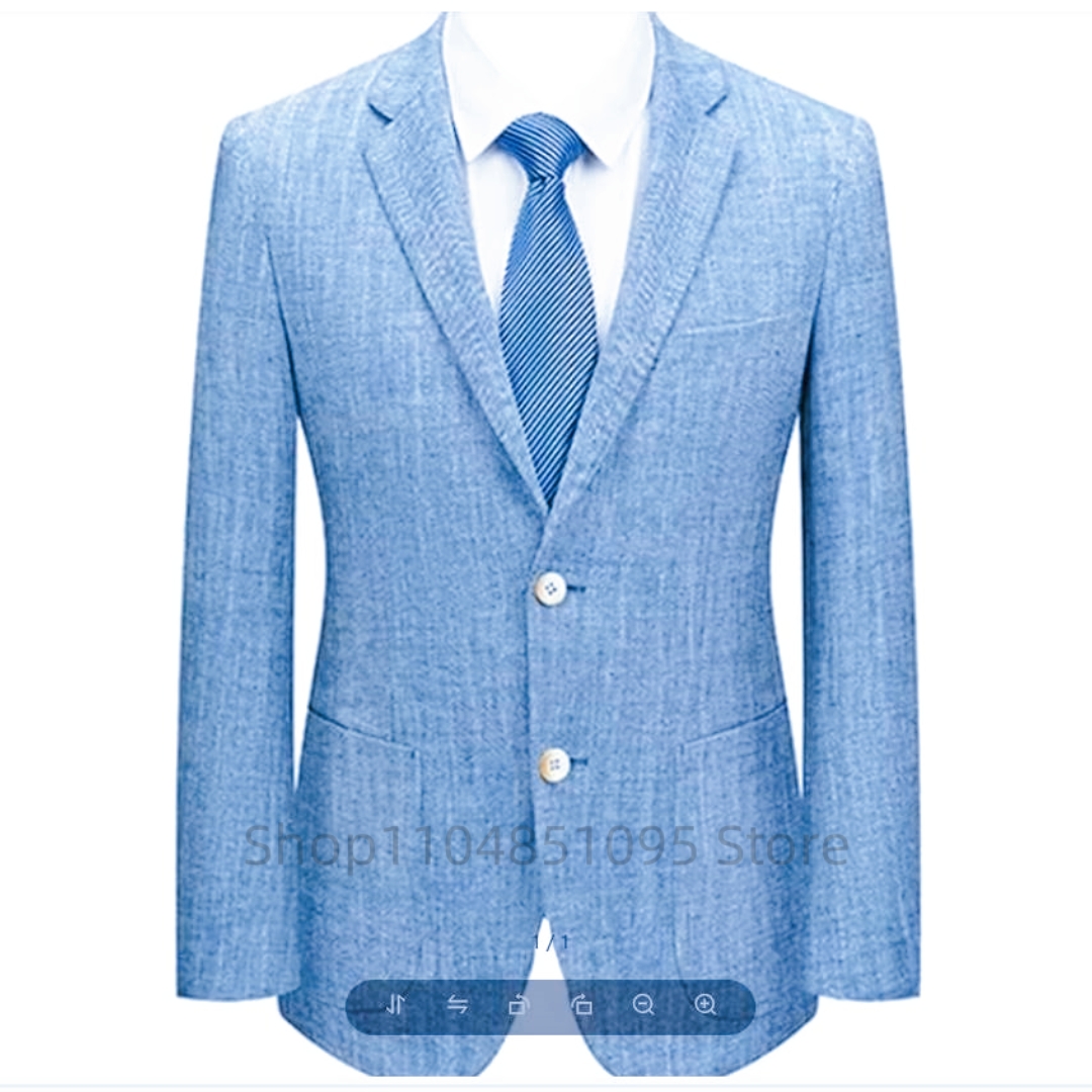 Jas Blazer Linen Slim Fit Pria - Men Formal Wear Summer ulasan dan harga