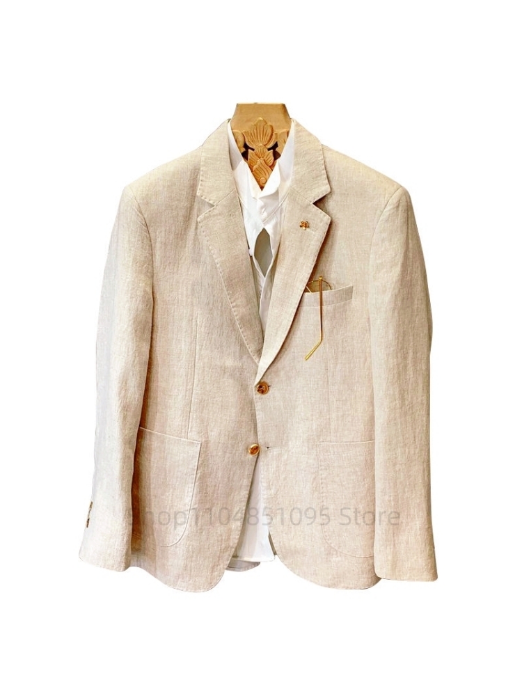 Jas Linen Pria Warna Beige, Bl - Men Formal Wear Summer ulasan dan harga