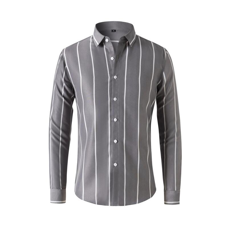 Kemeja Pria Bergaris Lengan Pa - Mens Formal ulasan dan harga