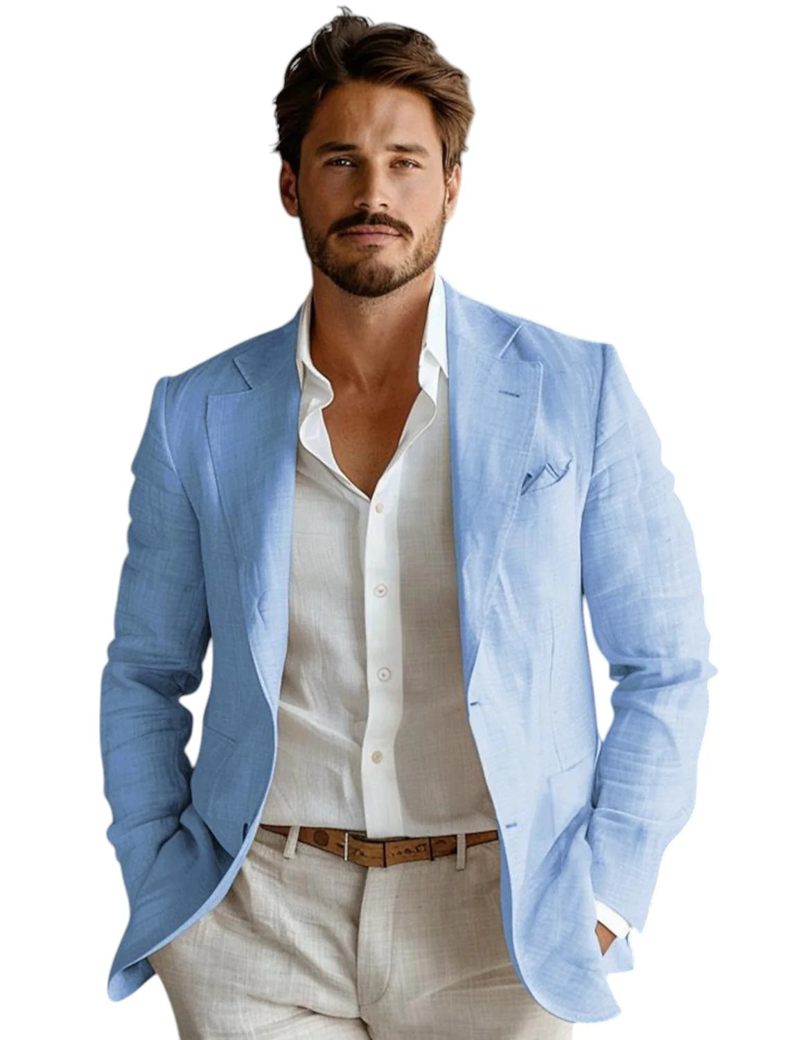 Blazer Linen Pria Slim Fit Bir - Men Formal Wear Summer ulasan dan harga