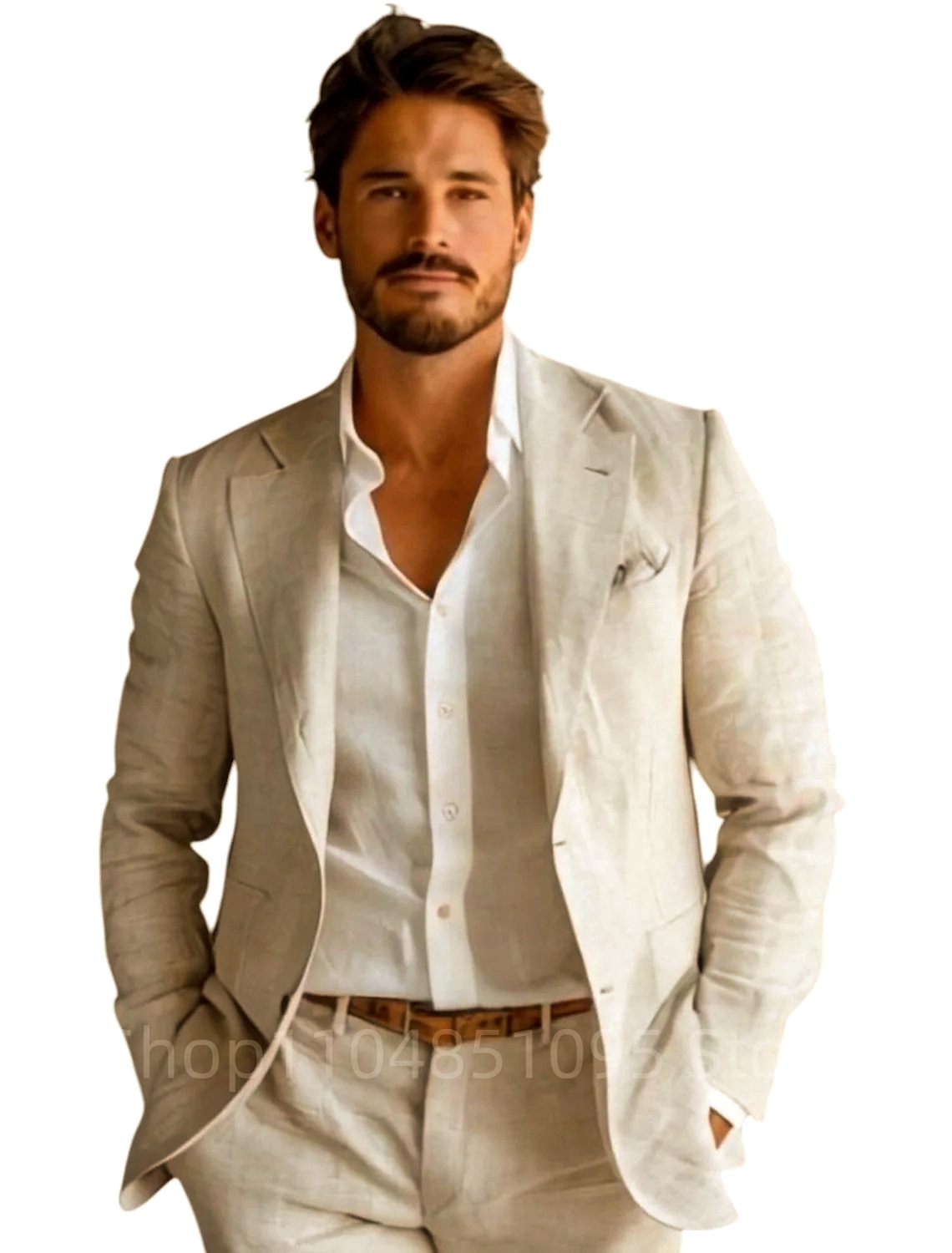Blazer Linen Pria Slim Fit Bir - Men Formal Wear Summer ulasan dan harga